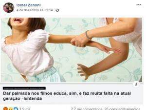Post na página de Israel causou revolta depois da divulgação das agressões (Foto/Reprodução)