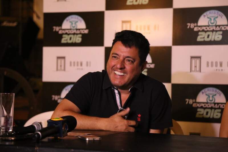 O cantor Bruno esteve em Campo Grande para o lançamento oficial da programação da Expogrande (Foto: Fernando Antunes)