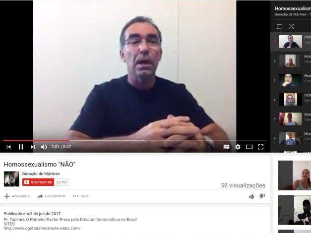 Canal do Youtube onde vídeos foram publicados;
na tela principal o pastor Tupirani (Foto: Reprodução)