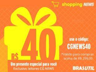 Cupom desconto de R$ 40,00 para a primeira compra, válido para pedidos acima de R$ 299,00.