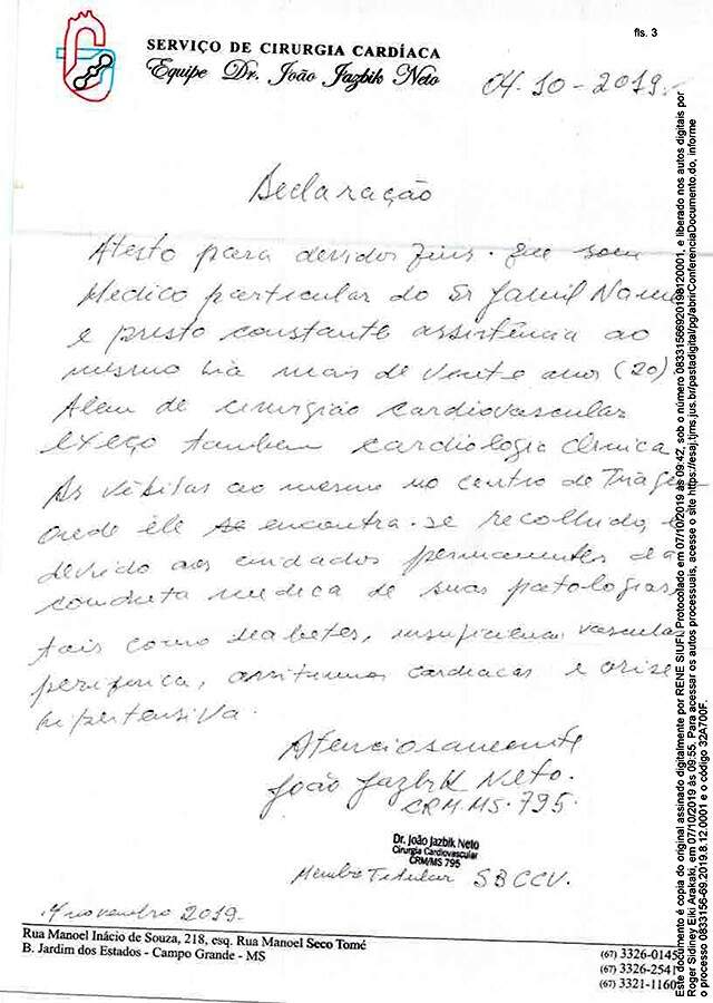 Declaração de médico foi considerada insuficiente por promotora. (Foto: Reprodução de peça judicial)
