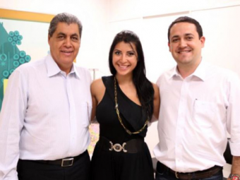 A ex-BBB Priscila Pires, após filiação partidária de olho em uma cadeira na Câmara, com as bençãos do governador André Puccinelli e o deputado Márcio Fernandes.