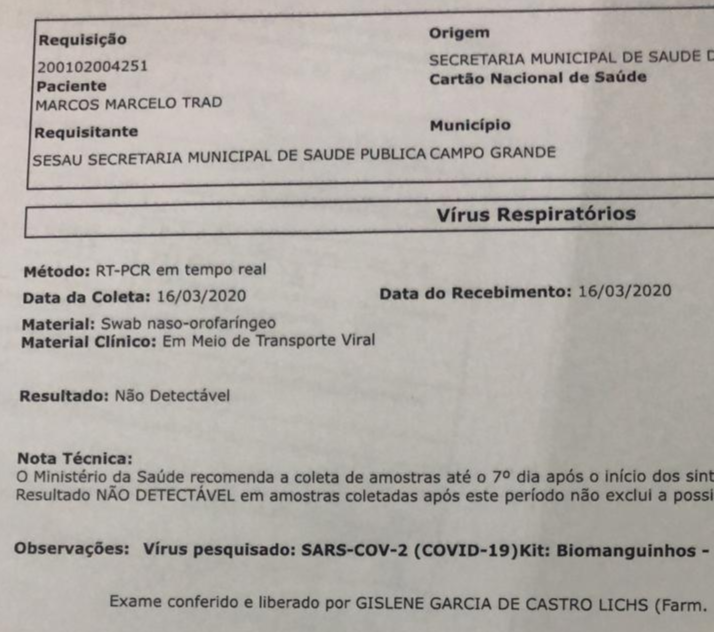 Marquinhos Trad Testa Negativo Para Coronavirus Politica Campo