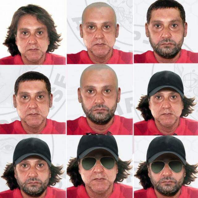 Possíveis disfarces de Cupertino, segundo a polícia paulista