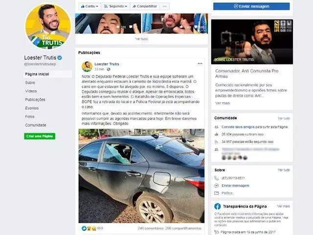 Postagem feita em fevereiro, denunciando ataque (Foto/Reprodução)