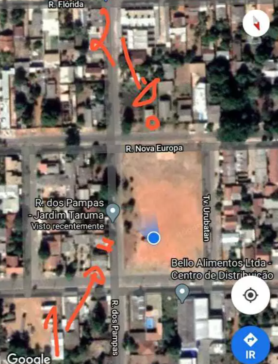 No mapa, o ponto 1 é a casa do filho de Clarice, onde corpo ficou até ser jogado no ponto 2, durante a madrugada. (Foto: Reprodução do Google Maps)