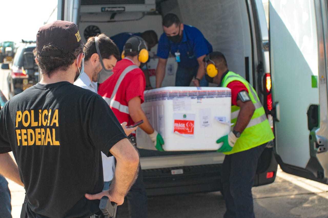 Nova remessa de vacinas contra covid que serão usadas a partir desta tarde (Foto: Marcos Maluf)